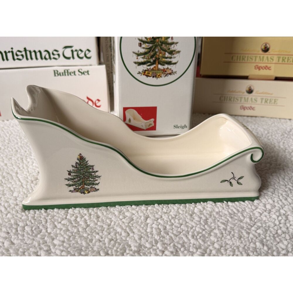 Vintage Spode Christmas Tree Sleigh Centerpiece